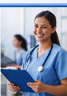 Licensed Practical Nurse reviewing a patient chart